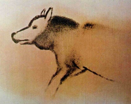 Painting of a wolf in Font de Gaume