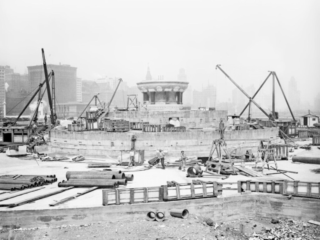 The construction of Clarence's memorial.